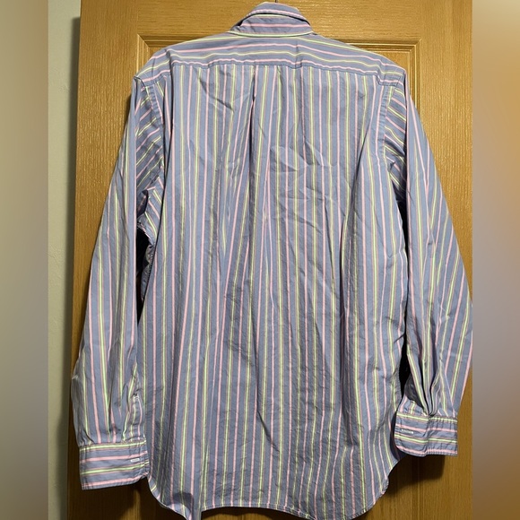 Ralph Lauren Classic Fit Purple Green Pink Stripe Button Down Size 16.5 - Picture 10 of 11